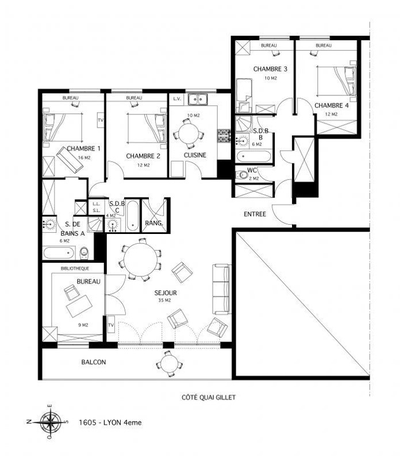 Apartment Lyon 4° - Interactive plan