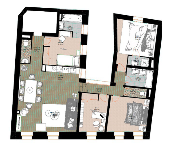 Apartment Bordeaux Centre - Interactive plan